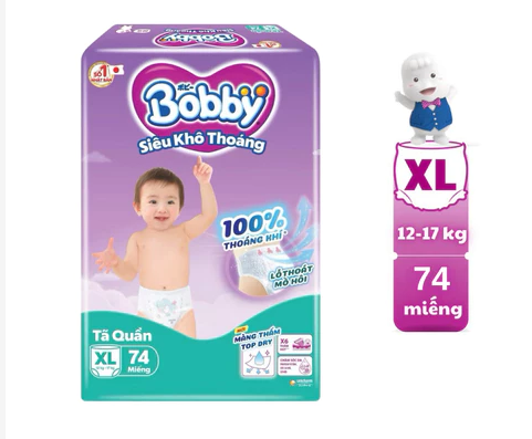 Tã Quần Bobby Jumbo XL74 Siêu Khô Thoáng - 100% Thoáng Khí Ultra 1 Tã Quần Bobby Jumbo XL74 Siêu Khô Thoáng - 100% Thoáng Khí Ultra