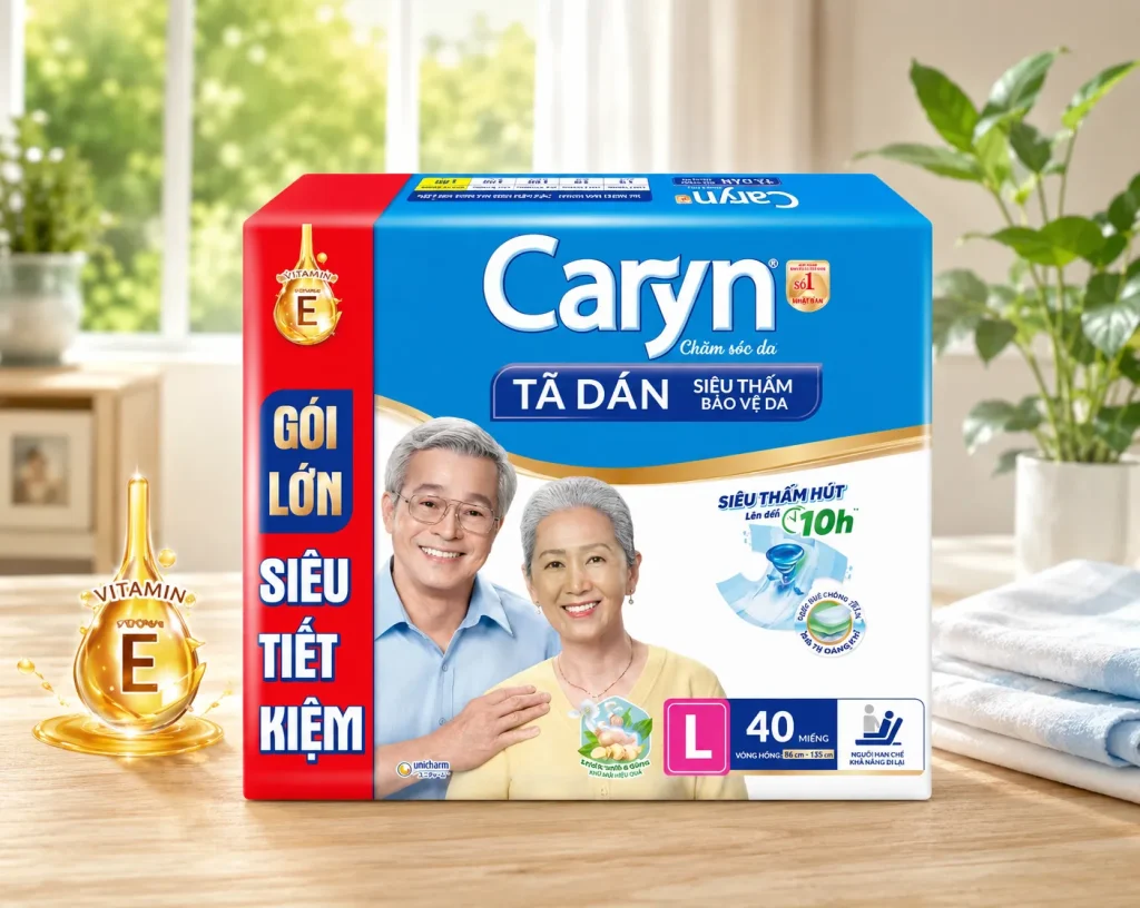 Tã dán người lớn Caryn size L 40 miếng 2 Tã dán người lớn Caryn size L 40 miếng - Ảnh 2