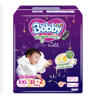 Tã quần Bobby Organic đêm XXL-22+2 (15 - 25 kg) 1 Tã quần Bobby Organic đêm XXL-22+2 (15 - 25 kg)