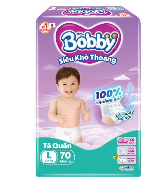 Tã quần Bobby size L, 70 miếng 1 Tã quần Bobby size L, 70 miếng