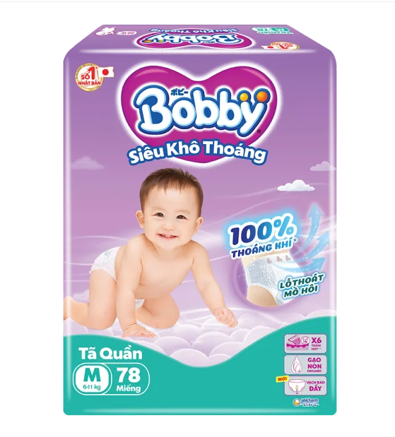 Tã quần Bobby size M, 78 miếng 1 Tã quần Bobby size M, 78 miếng