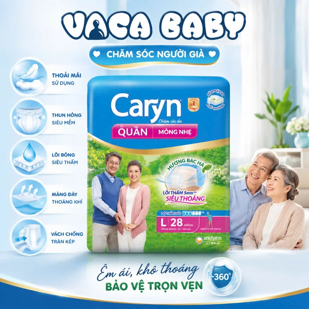 Tã quần Caryn mỏng thoáng L 28 miếng 3 Tã quần Caryn mỏng thoáng L 28 miếng - Ảnh 3