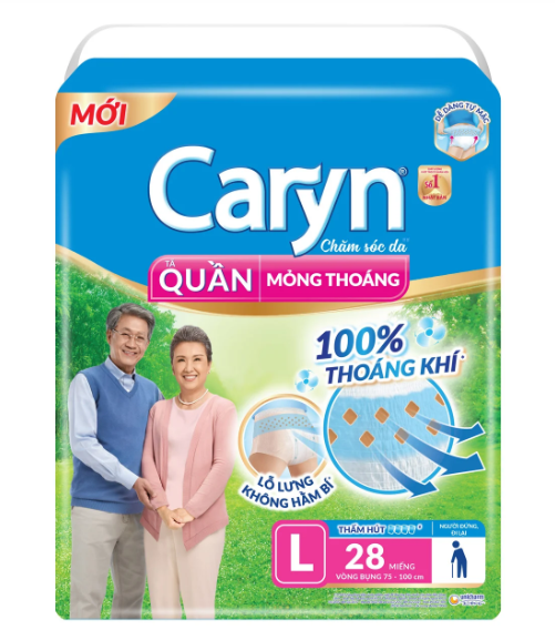 Tã quần Caryn mỏng thoáng L 28 miếng 1 Tã quần Caryn mỏng thoáng L 28 miếng