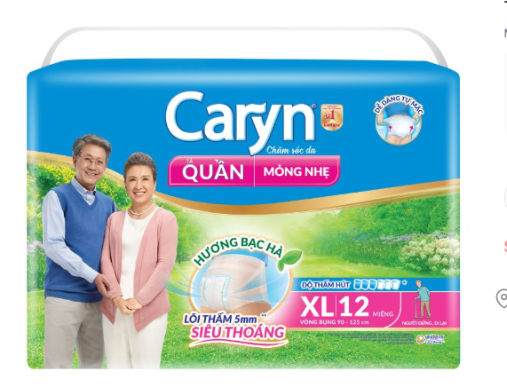Tã quần Caryn mỏng thoáng cho người lớn size XL - Gói 12 miếng 4 Tã quần Caryn mỏng thoáng cho người lớn size XL - Gói 12 miếng - Ảnh 2