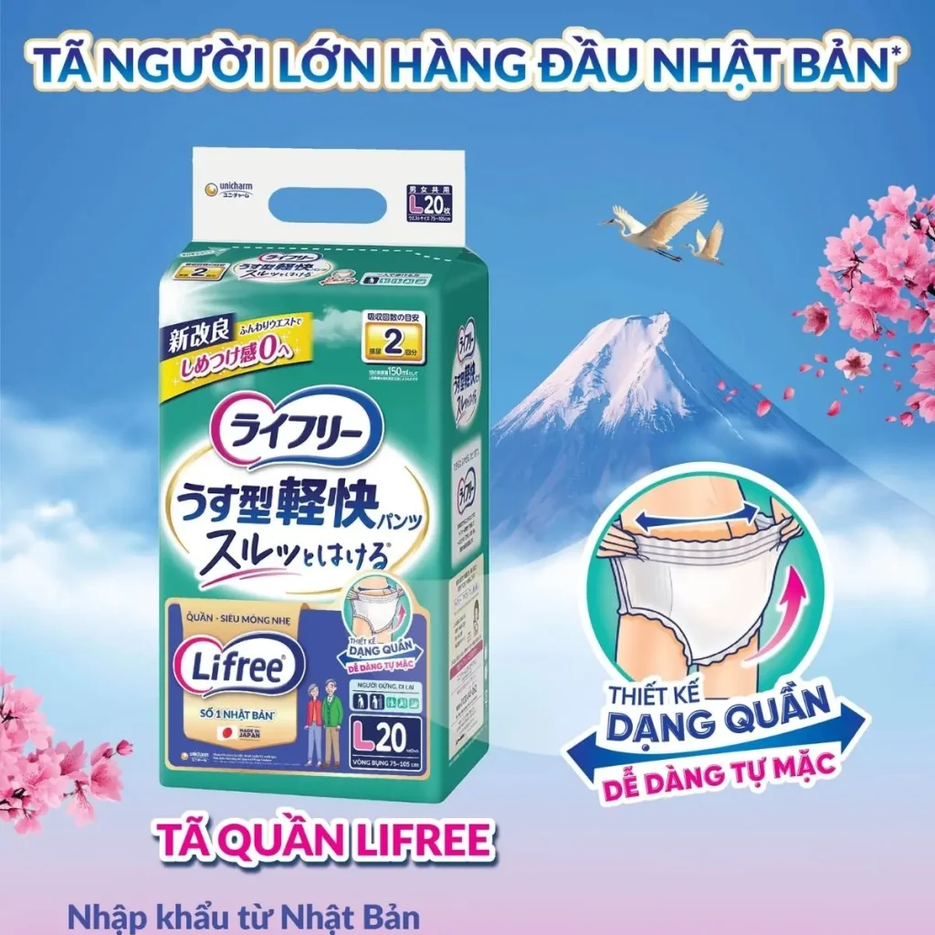Tã quần Người lớn Lifree siêu mỏng nhẹ size L-20 Miếng 3 Tã quần Người lớn Lifree siêu mỏng nhẹ size L-20 Miếng - Ảnh 3