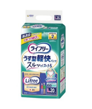 Tã quần Người lớn Lifree siêu mỏng nhẹ size L-20 Miếng 1 Tã quần Người lớn Lifree siêu mỏng nhẹ size L-20 Miếng