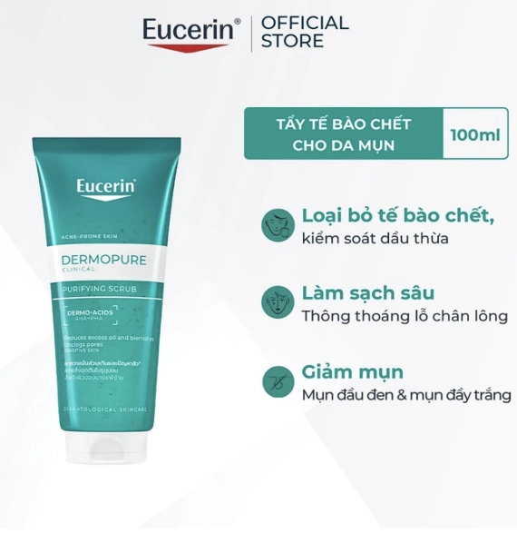 Tẩy Tế Bào Chết Eucerin DermoPure Clinical Purifying Scrub 100ml 2 Tẩy Tế Bào Chết Eucerin DermoPure Clinical Purifying Scrub 100ml - Ảnh 2
