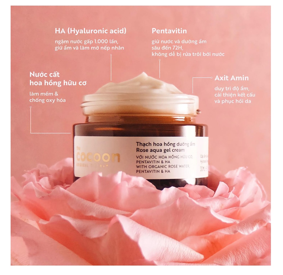 Thạch Hoa Hồng Cocoon Dưỡng Ẩm Khóa Ẩm 30ml 2 Thạch Hoa Hồng Cocoon Dưỡng Ẩm Khóa Ẩm 30ml - Ảnh 2