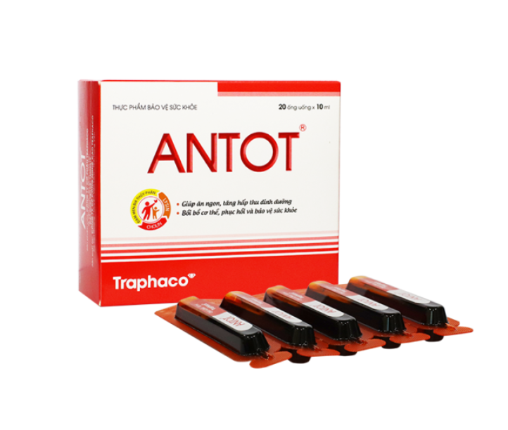 Thực phẩm bảo vệ sức khỏe Antot (hộp 4 vỉ x 5 ống nhựa) 1 Thực phẩm bảo vệ sức khỏe Antot (hộp 4 vỉ x 5 ống nhựa)