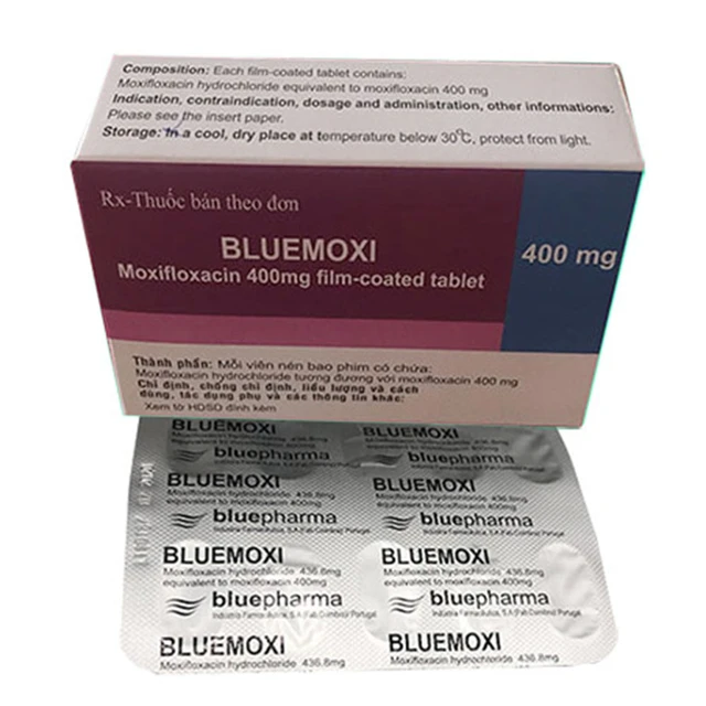 Thuốc Bluemoxi 400mg Bluepharma điều trị nhiễm khuẩn, Viêm phổi mắc phải trong cộng đồng (7 viên) 1 Thuốc Bluemoxi 400mg Bluepharma điều trị nhiễm khuẩn, Viêm phổi mắc phải trong cộng đồng (7 viên)