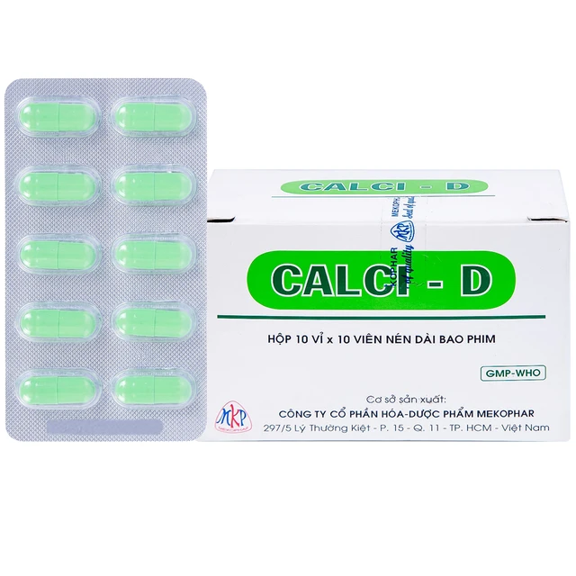Thuốc Calci - D Mekophar bổ sung calci (10 vỉ x 10 viên) 1 Thuốc Calci - D Mekophar bổ sung calci (10 vỉ x 10 viên)