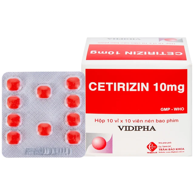 Thuốc Cetirizin 10mg (10 vỉ x 10 viên) - Vidipha 1 Thuốc Cetirizin 10mg (10 vỉ x 10 viên) - Vidipha