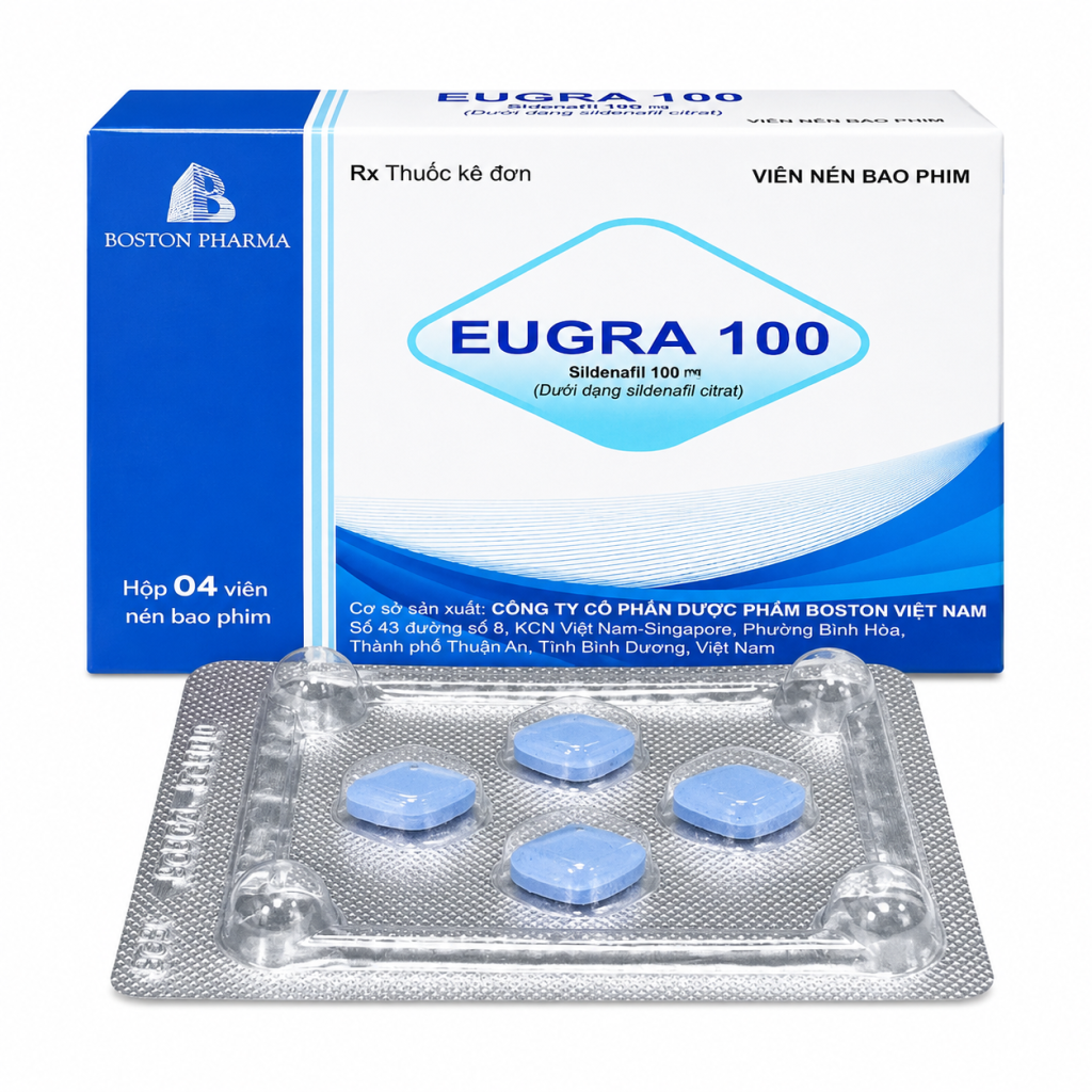 Thuốc Eugra 100mg - Boston (1 vỉ x 4 viên) 1 Thuốc Eugra 100mg - Boston (1 vỉ x 4 viên)