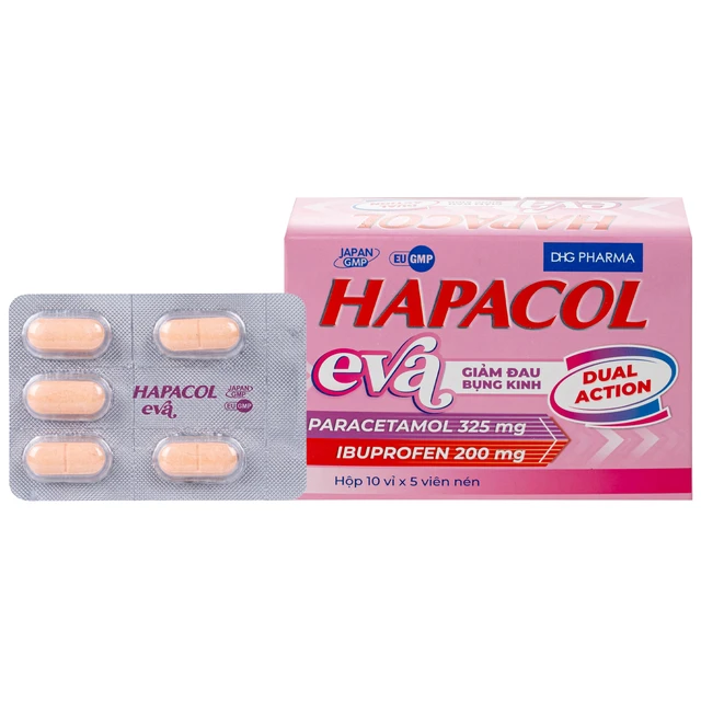 Thuốc Hapacol Eva Dhg Pharma (10 vỉ x 5 viên) 1 Thuốc Hapacol Eva Dhg Pharma (10 vỉ x 5 viên)