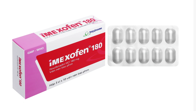 Thuốc Imexofen 180 Imexpharm giảm mày đay vô căn mạn tính (3 vỉ x 10 viên) 1 Thuốc Imexofen 180 Imexpharm giảm mày đay vô căn mạn tính (3 vỉ x 10 viên)