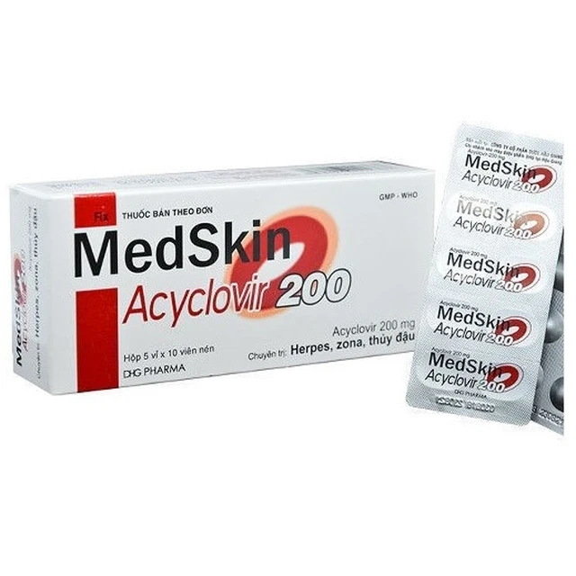Thuốc MedSkin Acyclovir 200 DHG Pharma (5 vỉ x 10 viên) 1 Thuốc MedSkin Acyclovir 200 DHG Pharma (5 vỉ x 10 viên)