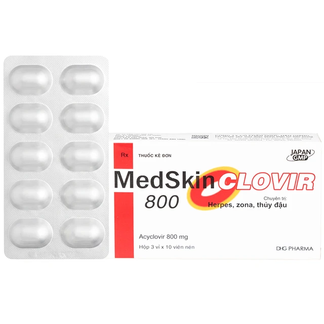 Thuốc MedSkin Clovir 800 DHG (3 vỉ x 10 viên) 1 Thuốc MedSkin Clovir 800 DHG (3 vỉ x 10 viên)