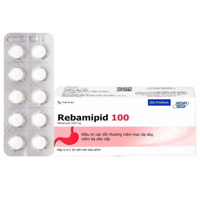 Thuốc Rebamipid 100 DHG (5 vỉ x 10 viên) 1 Thuốc Rebamipid 100 DHG (5 vỉ x 10 viên)