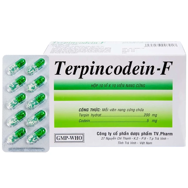 Thuốc Terpincodein-F (10 vỉ x 10 viên) - TV.Pharma (Terpin Hydrate (200mg), Codein (5mg)) 1 Thuốc Terpincodein-F (10 vỉ x 10 viên) - TV.Pharma (Terpin Hydrate (200mg), Codein (5mg))