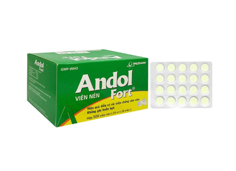 Thuốc cảm cúm Andol Fort 500mg (Imexpharm) hộp 500 viên 1 Thuốc cảm cúm Andol Fort 500mg (Imexpharm) hộp 500 viên