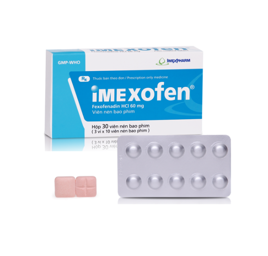 Thuốc chống dị ứng Imexpharm Imexofen 60mg, Hộp 30 viên 1 Thuốc chống dị ứng Imexpharm Imexofen 60mg, Hộp 30 viên