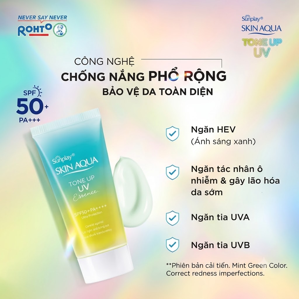 Tinh Chất Chống Nắng SUNPLAY Hiệu Chỉnh Sắc Da 50g SPF50+/PA++++ dành cho da thường và da khô Skin Aqua Tone Up UV Essence - Minpharmacy Xanh Mint Green 3 Tinh Chất Chống Nắng SUNPLAY Hiệu Chỉnh Sắc Da 50g SPF50+/PA++++ dành cho da thường và da khô Skin Aqua Tone Up UV Essence - Minpharmacy Xanh Mint Green - Ảnh 3