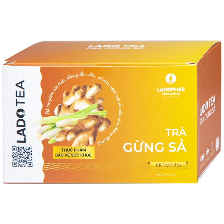 Trà Gừng Sả Premium Ladophar (20 túi lọc x 2g) -Ladophar 1 Trà Gừng Sả Premium Ladophar (20 túi lọc x 2g) -Ladophar