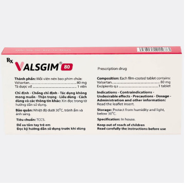 VALSGIM 80 AGIMEXPHARM (VALSARTAN) 2 VALSGIM 80 AGIMEXPHARM (VALSARTAN) - Ảnh 2