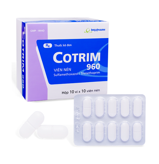 Viên nén Cotrim 960mg Imexpharm điều trị nhiễm khuẩn (10 vỉ x10 viên) 1 Viên nén Cotrim 960mg Imexpharm điều trị nhiễm khuẩn (10 vỉ x10 viên)