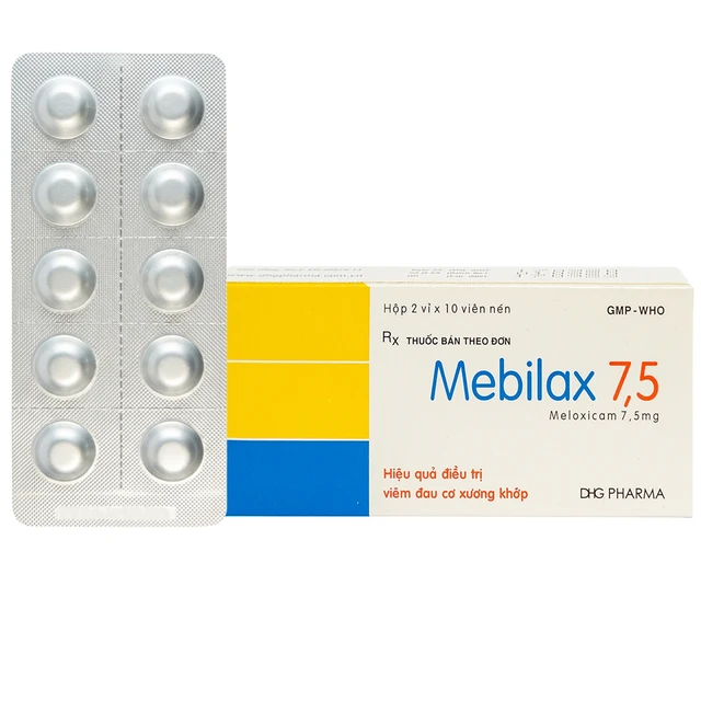 Viên nén Mebilax 7,5 DHG (2 vỉ x 10 viên) 1 Viên nén Mebilax 7,5 DHG (2 vỉ x 10 viên)