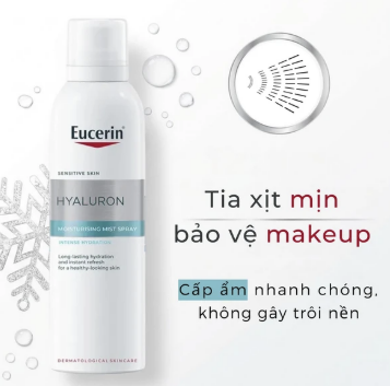 Xịt khoáng Eucerin Hyaluron Mist Spray cung cấp độ ẩm, làm dịu da (150ml) 3 Xịt khoáng Eucerin Hyaluron Mist Spray cung cấp độ ẩm, làm dịu da (150ml) - Ảnh 3