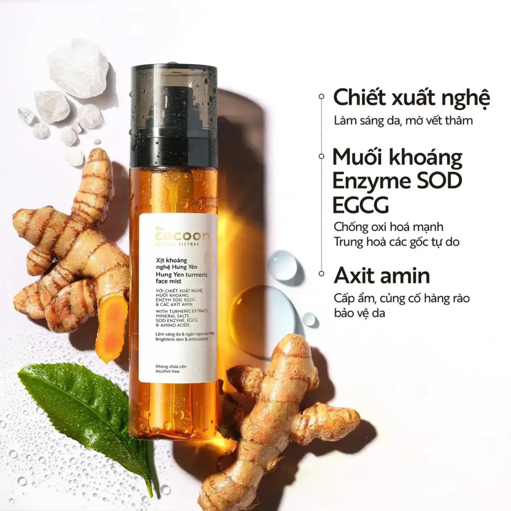 Xịt Khoáng Nghệ Hưng Yên Cocoon 130ml Cấp Ẩm Sáng Da 2 Xịt Khoáng Nghệ Hưng Yên Cocoon 130ml Cấp Ẩm Sáng Da - Ảnh 2