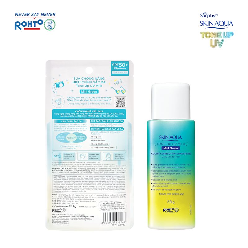 Sữa Chống Nắng SUNPLAY Hiệu Chỉnh Sắc Da 50g SPF50+/PA++++ dành cho da dầu và da hỗn hợp Skin Aqua Tone Up UV Milk - Minpharmacy Xanh Mint green 3 Sữa Chống Nắng SUNPLAY Hiệu Chỉnh Sắc Da 50g SPF50+/PA++++ dành cho da dầu và da hỗn hợp Skin Aqua Tone Up UV Milk - Minpharmacy Xanh Mint green - Ảnh 3