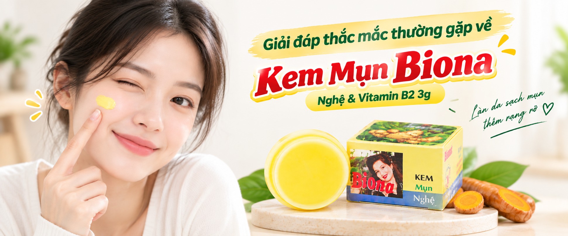 Kem Mụn Biona Nghệ Vitamin B2 3g: Chăm Sóc Da Mụn, Làm Mềm Da 5 giai dap thac mac thuong gap ve kem mun biona